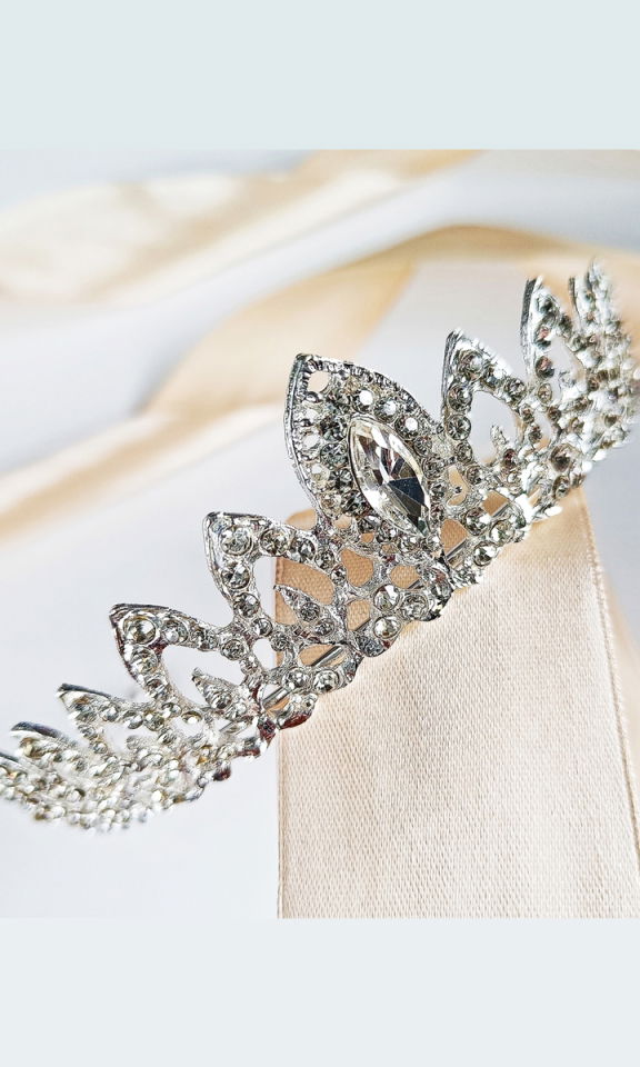 DIADEM srebrny na ślub Panieński wesele błyszczący DIADEM srebrny na ślub Panieński wesele błyszczący