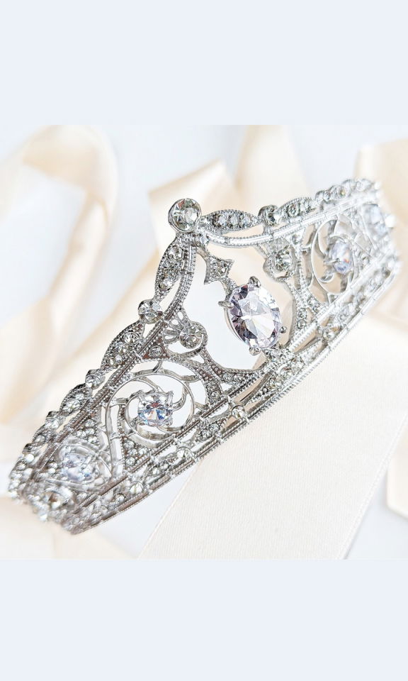 EFEKTOWNA bogata srebrny diadem korona TIARA ślubna przyjęcie MISS cyrkonie EFEKTOWNA bogata srebrny diadem korona TIARA ślubna przyjęcie MISS cyrkonie