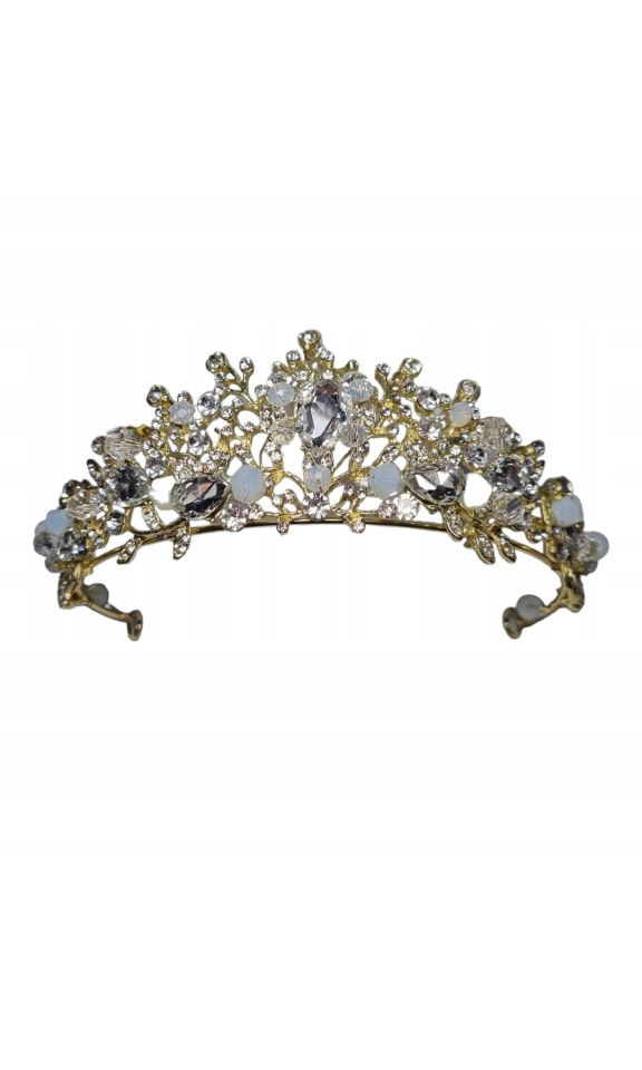 Tiara, diadem, złota z cyrkoniami Tiara, diadem, złota z cyrkoniami