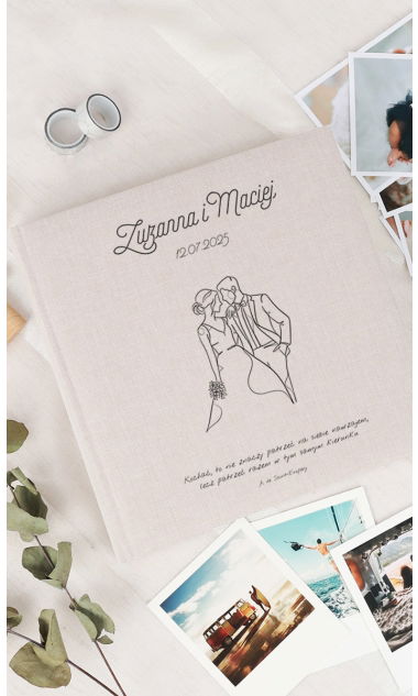 Lniany album 200 zdjęć 10x15 ślubny nadruk