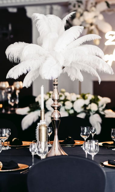 Luxury Dekoracyjne Białe Strusie Pióra pióro 55-60 cm | Wesele, Gatsby
