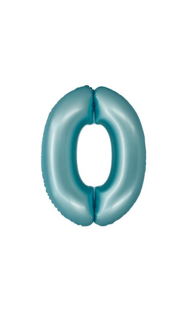 Balon foliowy cyfra "0" niebieski matowy, 76 cm