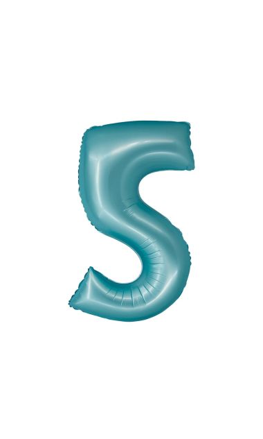 Balon foliowy cyfra "5" niebieski matowy, 76 cm