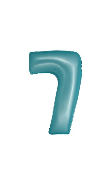 Balon foliowy cyfra "7" niebieski matowy, 76 cm