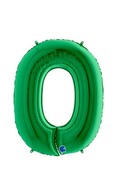 Balon foliowy cyfra 0 zielony, 100 cm