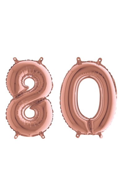 Balony Foliowe Cyfra "80", 100 cm, różowe złoto