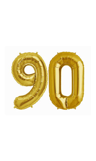 Balony Foliowe Cyfra "90", 100 cm, złoty
