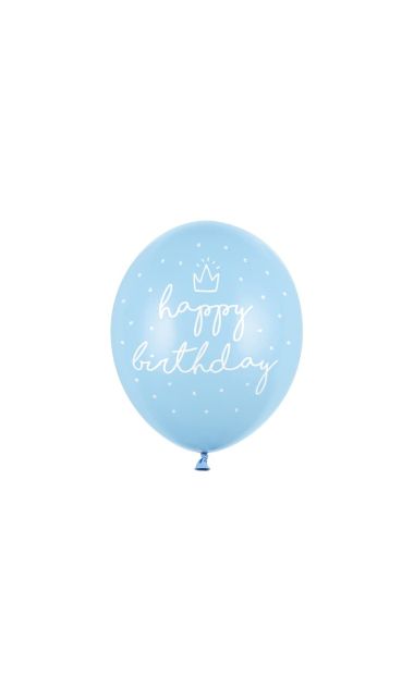 Balony lateksowe happy birthday niebieskie, 30 cm 3 szt.