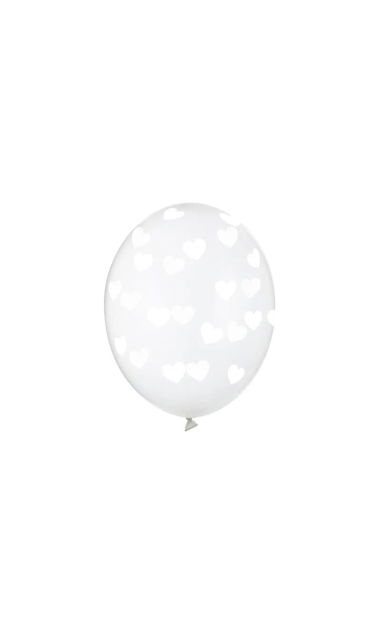 Balony przezroczyste białe serduszka, 30 cm 3 szt.