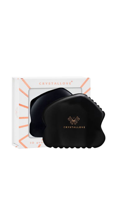 CRYSTALLOVE Obsidian CONTOUR GUA SHA - płytka do masażu twarzy gua sha z obsydianu