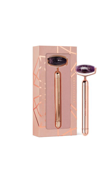 CRYSTALLOVE Roller pulsacyjny z ametystu - ROSE GOLD