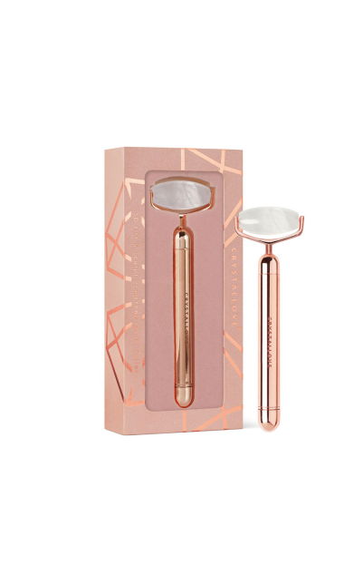 CRYSTALLOVE Roller pulsacyjny z kryształu górskiego - ROSE GOLD