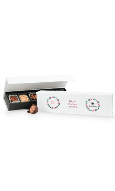 Czekoladki ślubne Chocolate Box Long Mini z Twoimi życzeniami