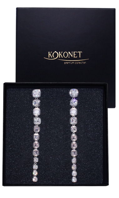 Długie kolczyki efektowne zjawiskowe ozdobne swarovski JAKOŚĆ wiszące ślub