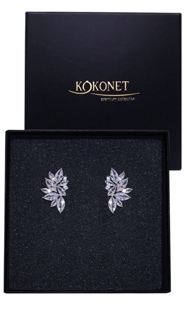 Delikatne kolczyki przy uchu zjawiskowe srebrne LISTKI boho glamur premium
