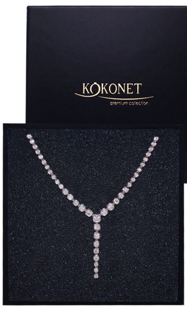 Elegancka kolia PREMIUM wysadzana w całości cyrkoniami BOGATA ozdobna ślub