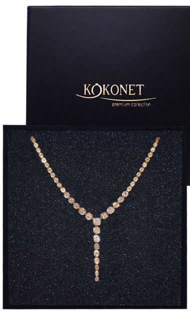 Elegancka kolia złota PREMIUM wysadzana cyrkoniami BOGATA ozdobna ślubna