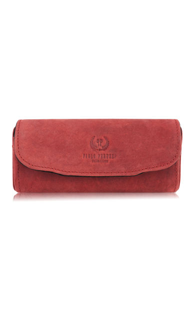 Etui na okulary skórzany piórnik pokrowiec czerwony vintage Paolo Peruzzi T-83-HR