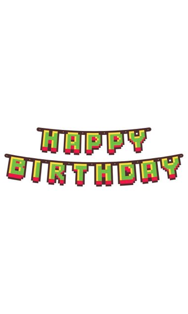 Girlanda urodzinowa baner Happy Birthday Game On piksele, 160 cm