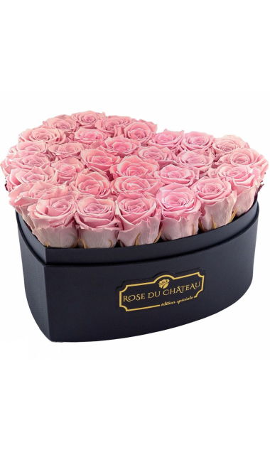 Jasnoróżowe Wieczne Róże w Dużym Boxie Heart-1.jpg