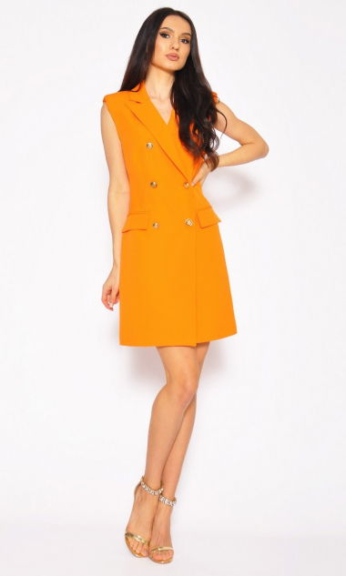 M&M - Sukienka żakietowa bez rękawków -pomarańcz. Model: M-6618 - Rozmiar: 36(S)