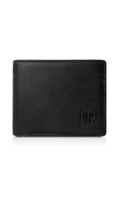 Portfel męski skórzany czarny klasyczny poziomy z ochrona RFID T-66-BL