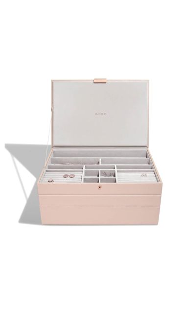 Pudełko na biżuterię z pokrywką potrójne (różowe + różowe złoto) Supersize Stackers