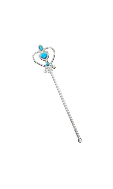 Różdżka wróżki srebrna z niebieskimi kryształami, 32 cm