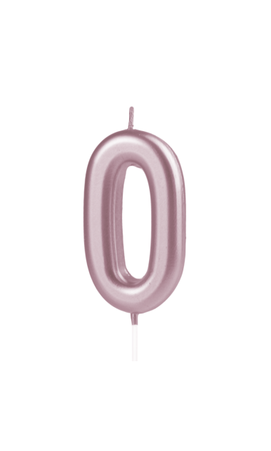 Świeczka urodzinowa na tort Cyfra 0, różowe złoto, 10 cm