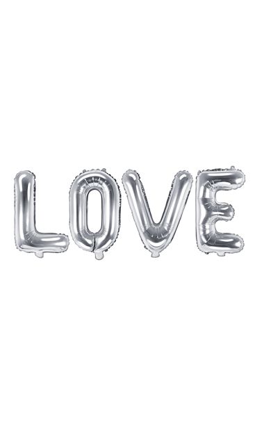 Balon Love 140x35cm srebrny