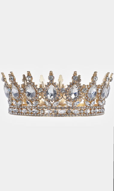 Tiara, diadem, korona królewska w kolorze złota z cyrkoniami