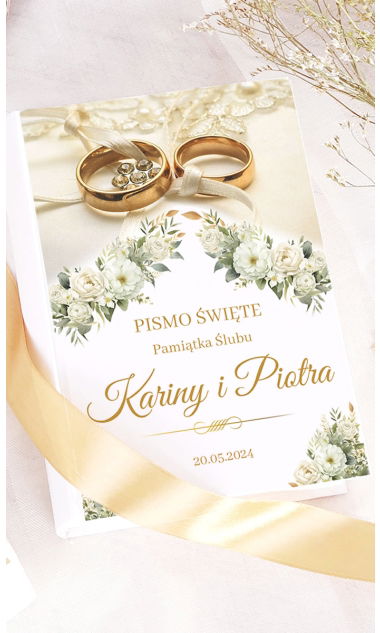 Duża Biblia z dedykacją na Prezent Ślubny 