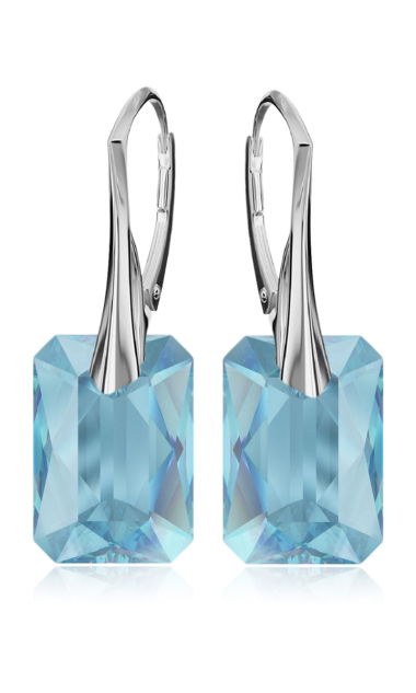 Srebrne Eleganckie Kolczyki Aquamarine 925