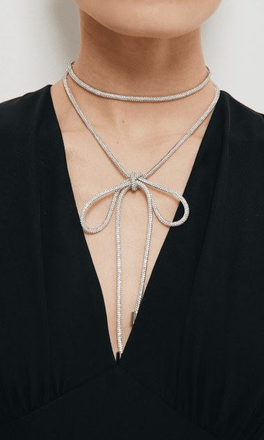 Wiązany naszyjnik typu choker-srebrny