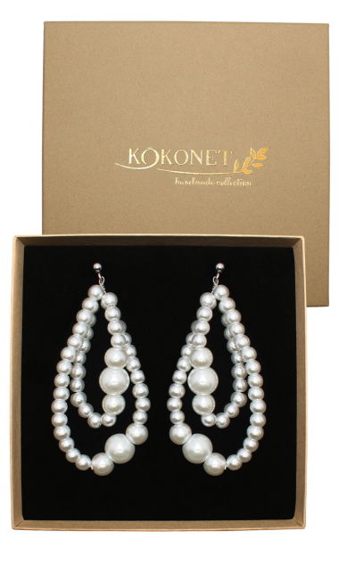 kolczyki łezki z PERŁAMI handmade stal srebrna eleganckie nowoczesne unikat
