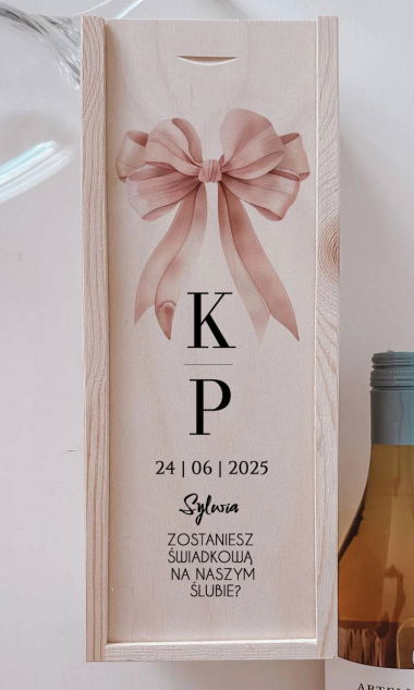 Skrzynka na wino DLA ŚWIADKOWEJ - kokarda