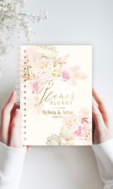 PLANER ślubny Personalizowany Aksamitne Złoto