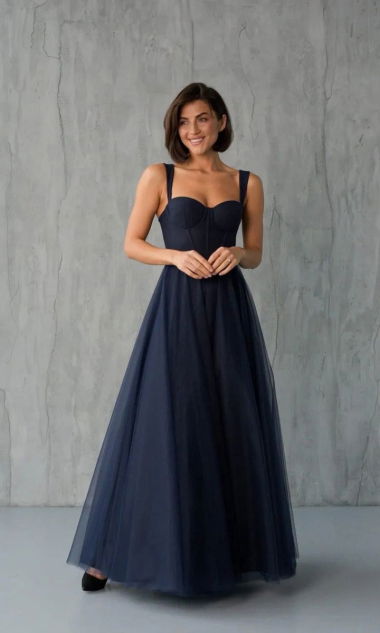 Sukienka LUMILA Maxi Granatowy 36