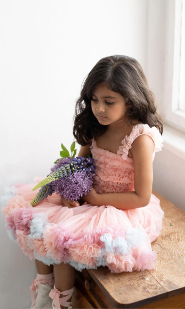 Rózowa sukienka tiulowa dla dziewczynki