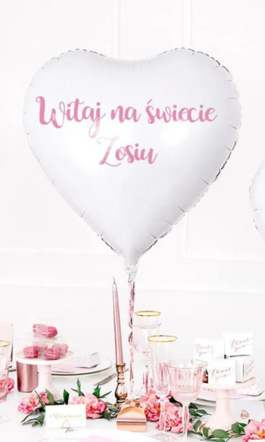 Personalizowany balon serce na Baby Shower