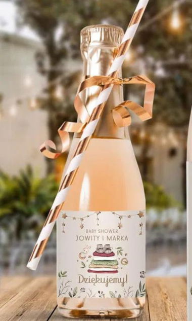 Etykiety na mini szampana Baby Shower 10szt.