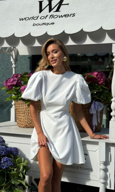 LUX MINI sukienka mini rozkloszowana - biała