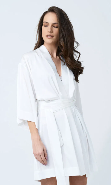 Satynowe kimonoszlafrok Dora Beige S
