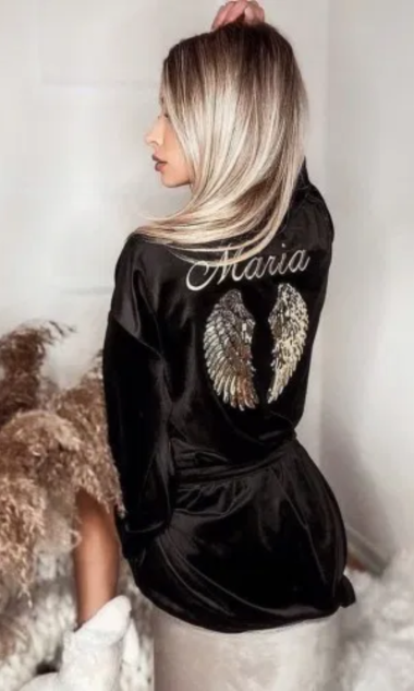 Szlafrok welurowy z imieniem personalizowany 