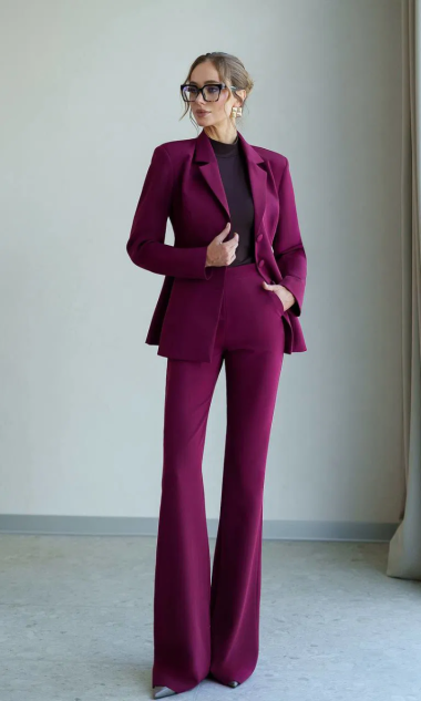GIANNA Garnitur Damski Dwuczęściowy Bordowy