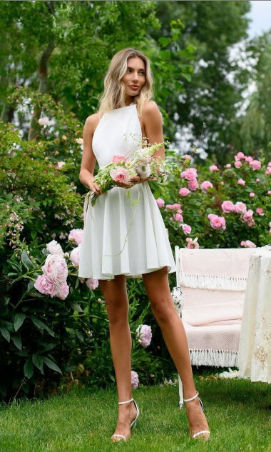 OLGA Sukienka rozkloszowana mini ecru