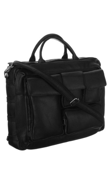 Elegancka skórzana torba na laptopa czarna