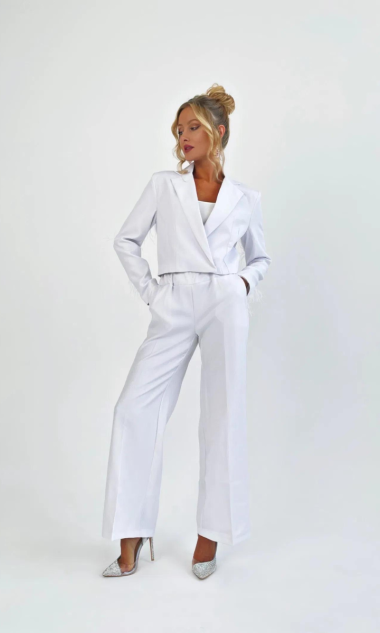 Eleganckie spodnie z kantem - White Shimmer XS/S