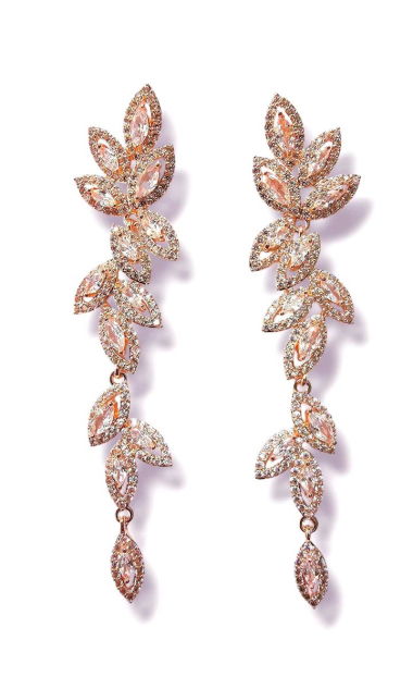 Kolczyki ślubne różowe złoto, rose gold, cyrkonia, ESTRELLA