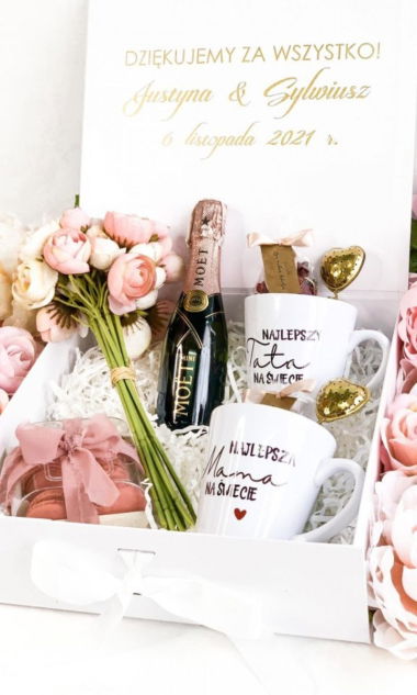 Giftbox dla rodziców podziękowanie ślub moet